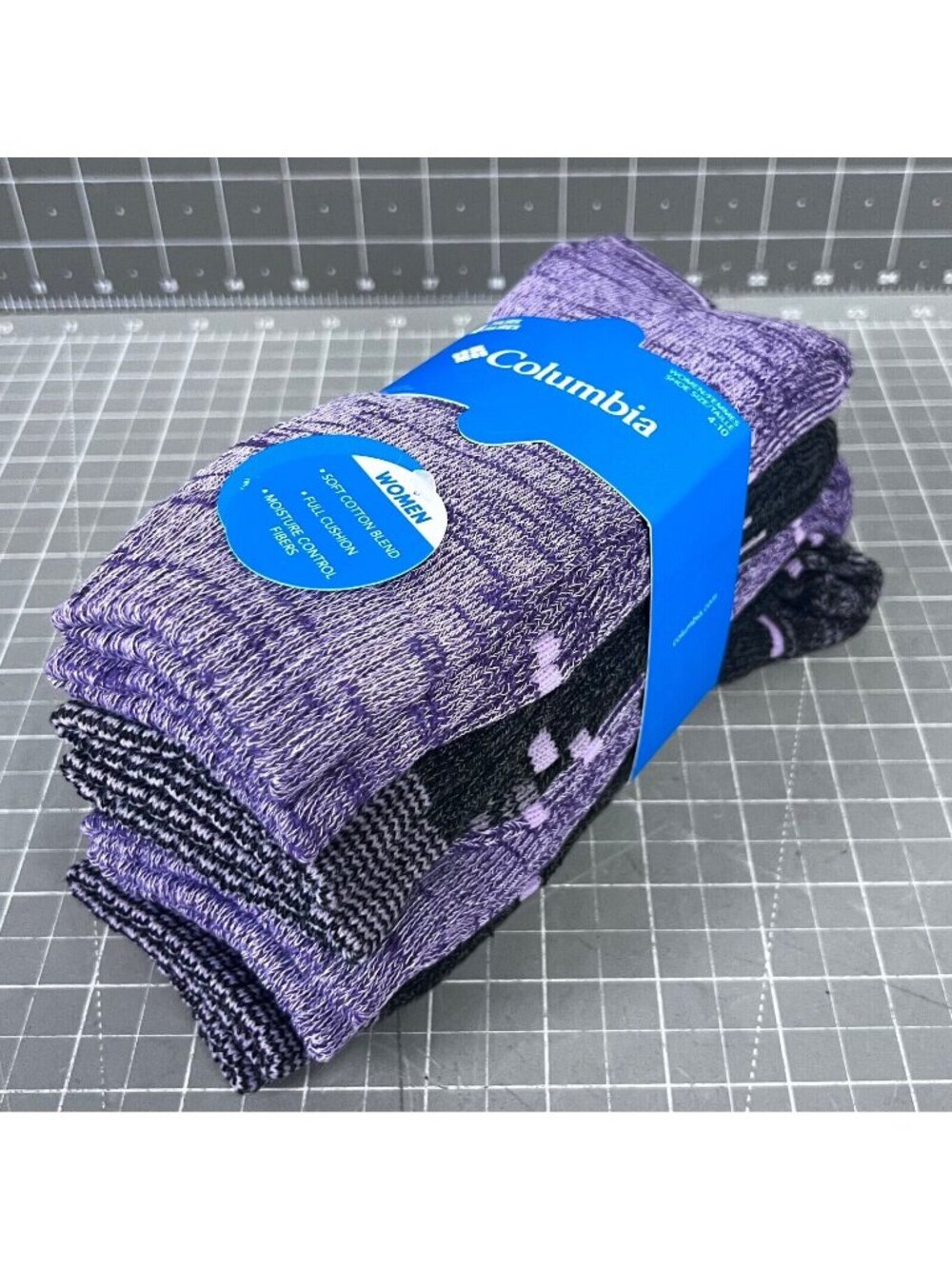 Women's Columbia Crew Socks 4-11 NEW 4-pack Wild Iris Purple Outdoor/Hiking ~~